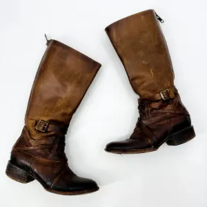 Freebird Oak brown leather distressed calf boots
