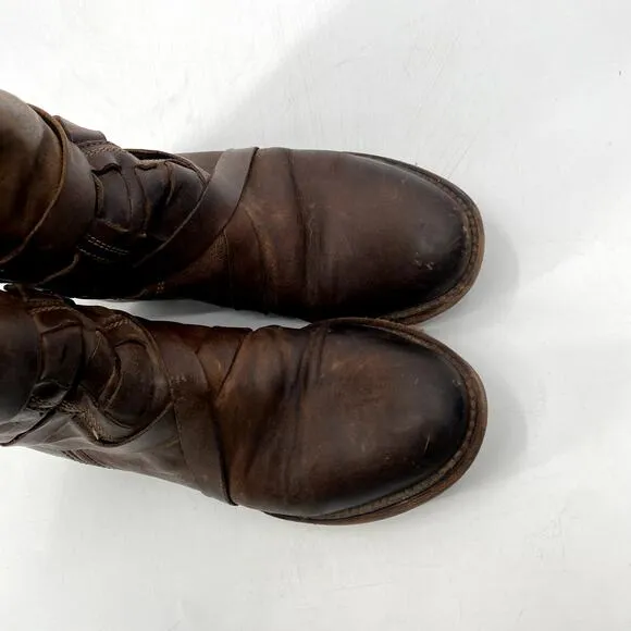 Freebird Oak brown leather distressed calf boots