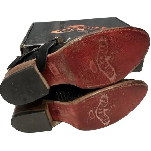 Freebird Rare Scarlett Black Croco Shoes Booties Leather Western 6 with Box