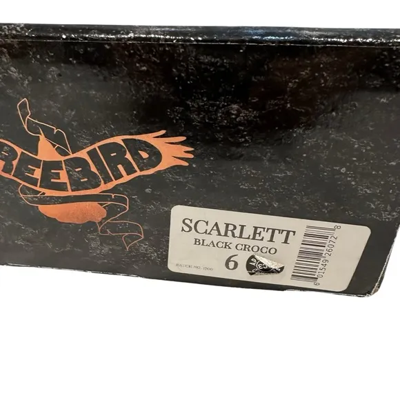 Freebird Rare Scarlett Black Croco Shoes Booties Leather Western 6 with Box