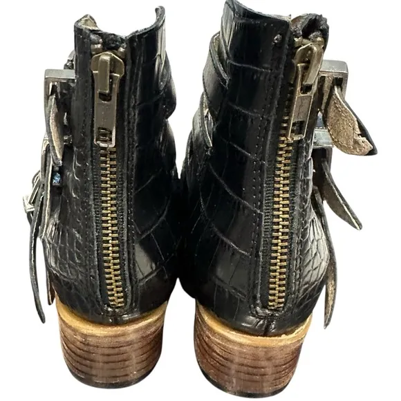 Freebird Rare Scarlett Black Croco Shoes Booties Leather Western 6 with Box