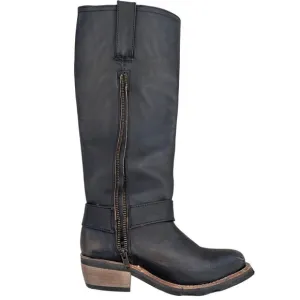Freebird Wagner Black Leather Knee-High Boots Size 6