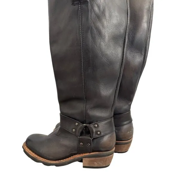 Freebird Wagner Black Leather Knee-High Boots Size 6