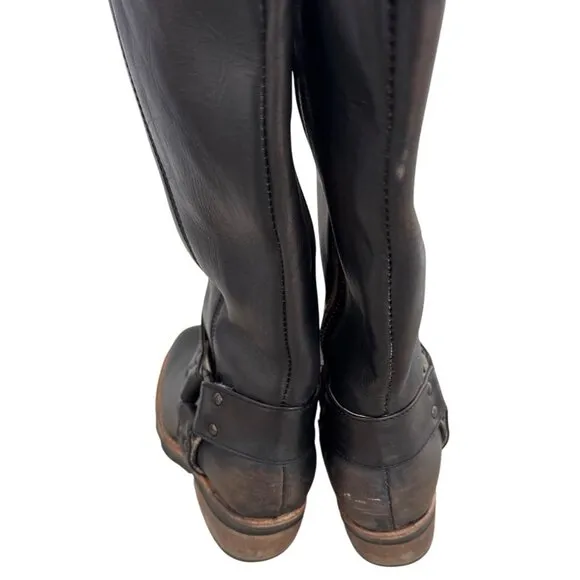 Freebird Wagner Black Leather Knee-High Boots Size 6