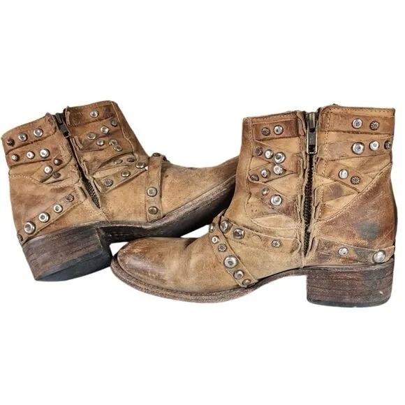 Freebird by Steven- Halo Ankle Boots Booties in Tan Brown, Size 7