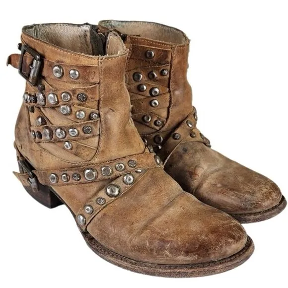 Freebird by Steven- Halo Ankle Boots Booties in Tan Brown, Size 7