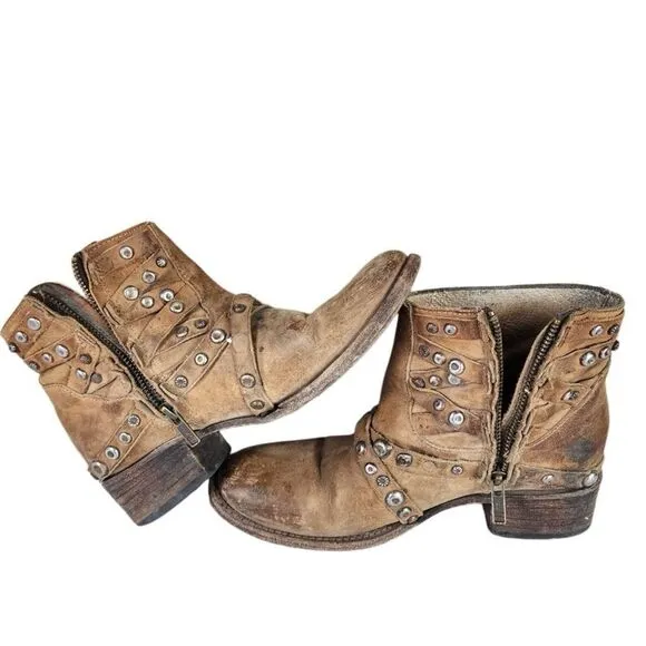 Freebird by Steven- Halo Ankle Boots Booties in Tan Brown, Size 7