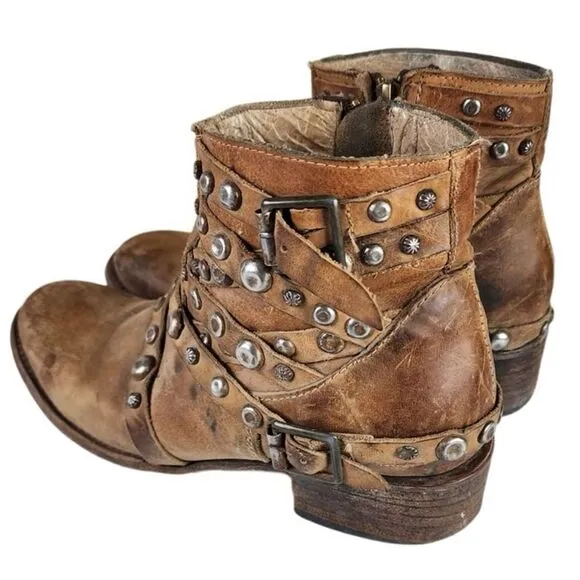 Freebird by Steven- Halo Ankle Boots Booties in Tan Brown, Size 7