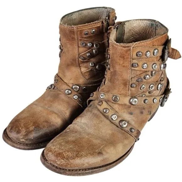 Freebird by Steven- Halo Ankle Boots Booties in Tan Brown, Size 7