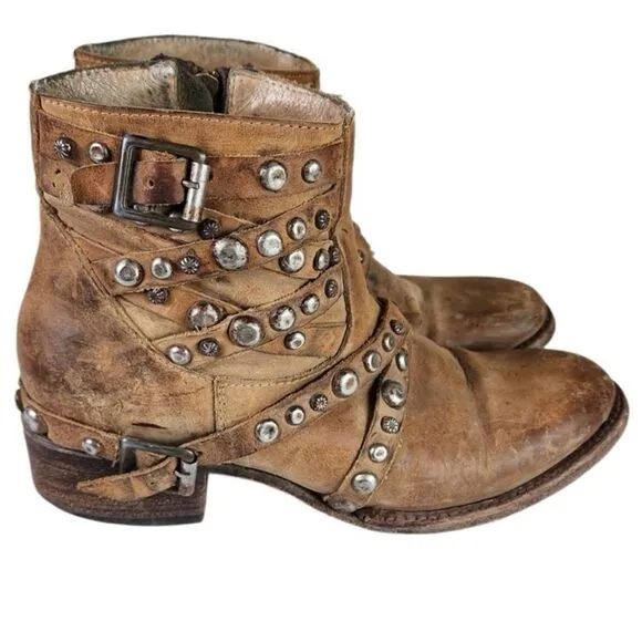 Freebird by Steven- Halo Ankle Boots Booties in Tan Brown, Size 7
