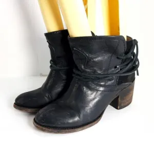 FREEBIRD by Steven Women's CASEY Black Leather Suede Ankle Boots Booties Size 8