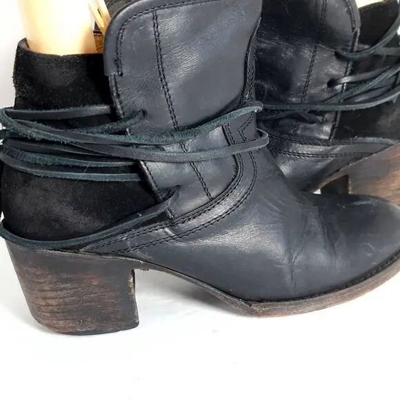 FREEBIRD by Steven Women's CASEY Black Leather Suede Ankle Boots Booties Size 8