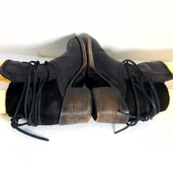 FREEBIRD by Steven Women's CASEY Black Leather Suede Ankle Boots Booties Size 8