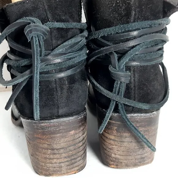 FREEBIRD by Steven Women's CASEY Black Leather Suede Ankle Boots Booties Size 8