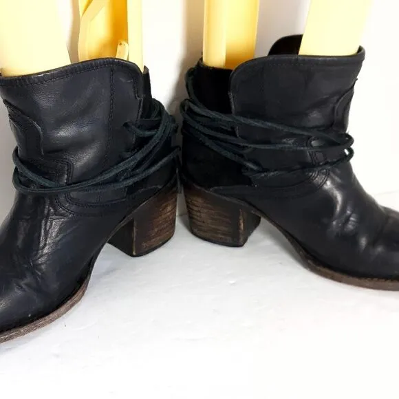 FREEBIRD by Steven Women's CASEY Black Leather Suede Ankle Boots Booties Size 8