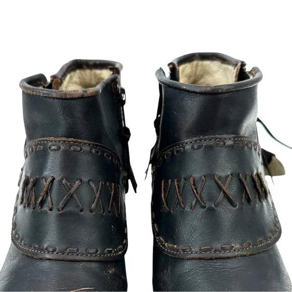 Freedbird by Steven Grand Brown Distressed Leather Ankle Heeled Boots Booties