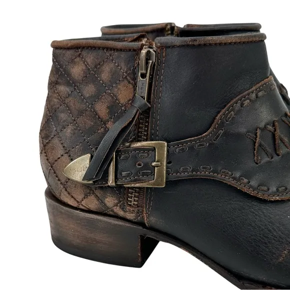 Freedbird by Steven Grand Brown Distressed Leather Ankle Heeled Boots Booties