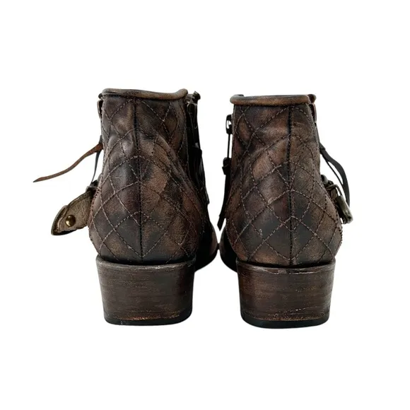 Freedbird by Steven Grand Brown Distressed Leather Ankle Heeled Boots Booties