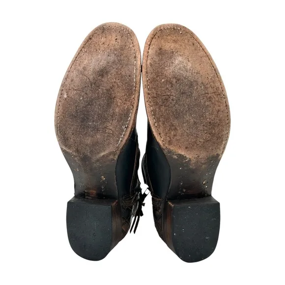 Freedbird by Steven Grand Brown Distressed Leather Ankle Heeled Boots Booties