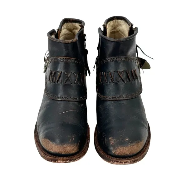 Freedbird by Steven Grand Brown Distressed Leather Ankle Heeled Boots Booties