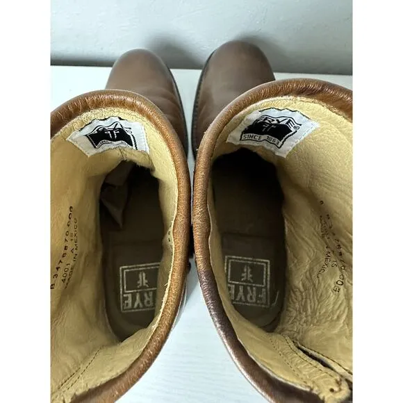 Frye 3476504 Phillip Women's Cognac Leather Harness Motorcycle Boots Size 8 B