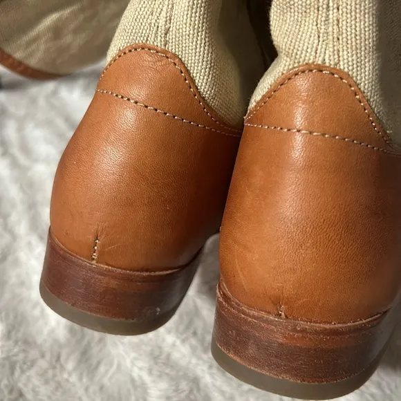 Frye 76170 Melissa Button Leather Canvas Riding Boots Size 7