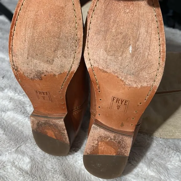 Frye 76170 Melissa Button Leather Canvas Riding Boots Size 7