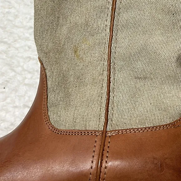Frye 76170 Melissa Button Leather Canvas Riding Boots Size 7