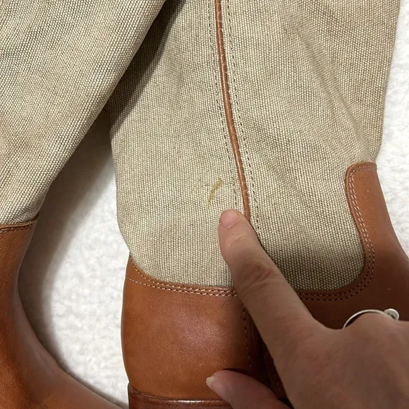Frye 76170 Melissa Button Leather Canvas Riding Boots Size 7