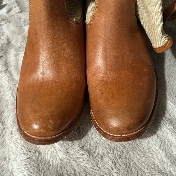Frye 76170 Melissa Button Leather Canvas Riding Boots Size 7