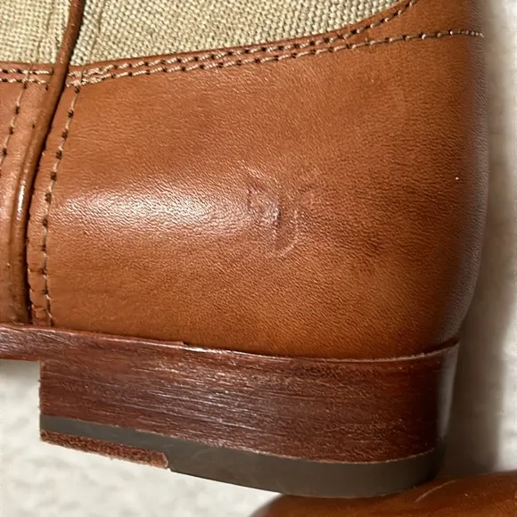 Frye 76170 Melissa Button Leather Canvas Riding Boots Size 7