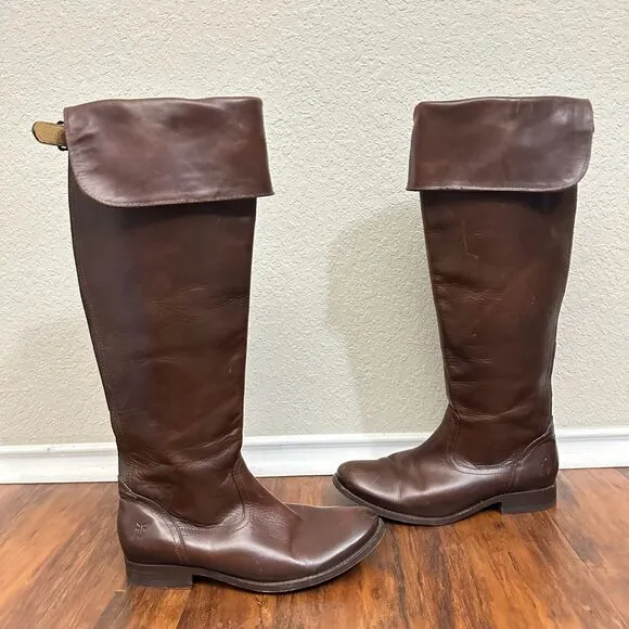 FRYE 77624 Melissa Riding Boots Biker Over-The-Knee in Espresso Leather