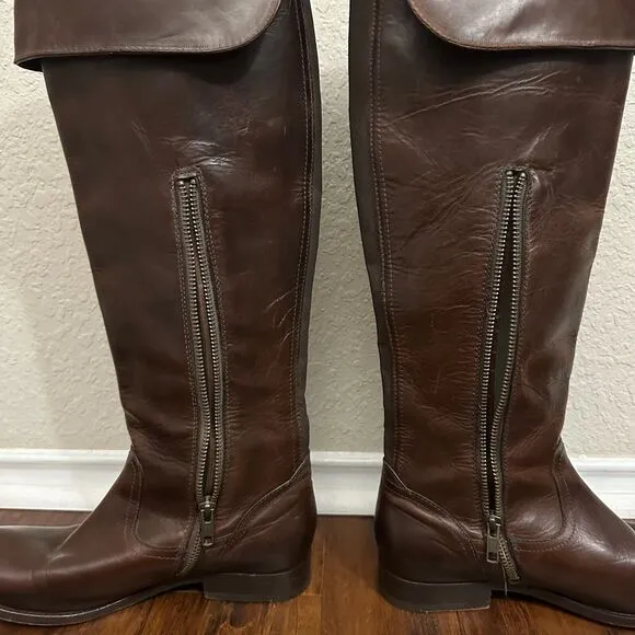 FRYE 77624 Melissa Riding Boots Biker Over-The-Knee in Espresso Leather