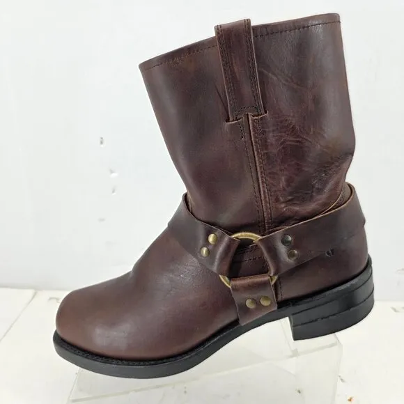 Frye 87400 Brown Leather Harness Motorcycle Riding Boots Square Toe Men’s 10.5 M