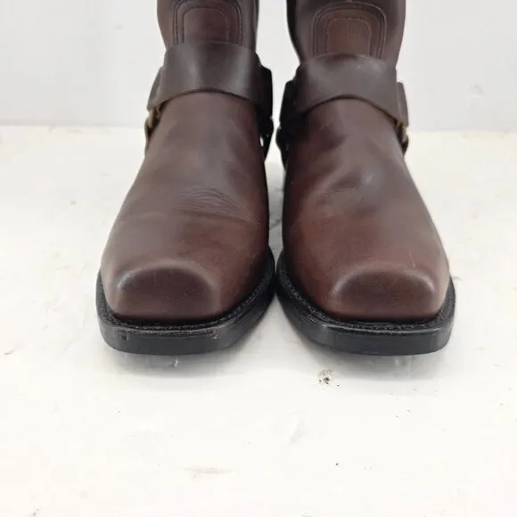 Frye 87400 Brown Leather Harness Motorcycle Riding Boots Square Toe Men’s 10.5 M