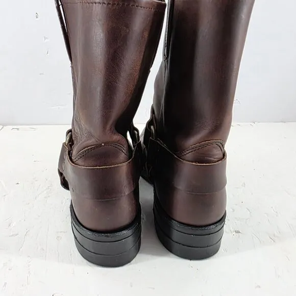 Frye 87400 Brown Leather Harness Motorcycle Riding Boots Square Toe Men’s 10.5 M