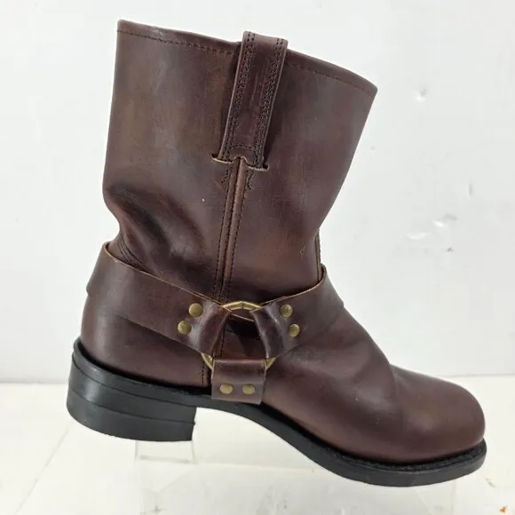 Frye 87400 Brown Leather Harness Motorcycle Riding Boots Square Toe Men’s 10.5 M