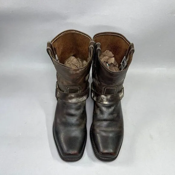 Frye 8R Harness Boots Men's Size 11 Brown Leather Square Toe Motorcycle Boots