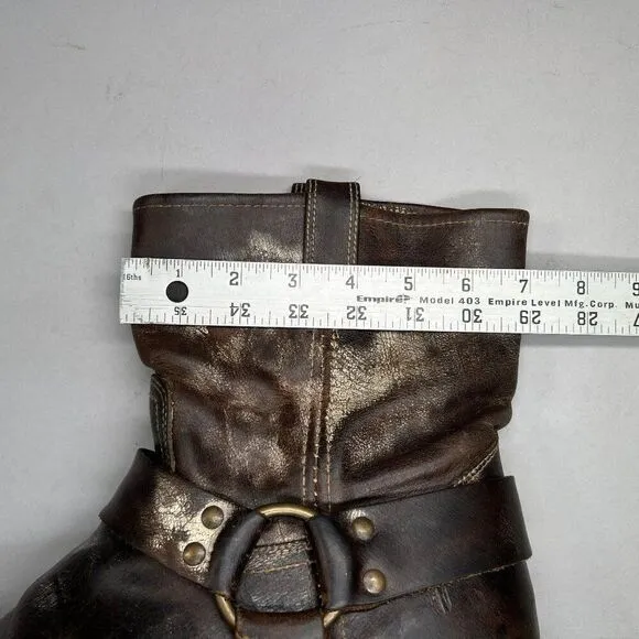 Frye 8R Harness Boots Men's Size 11 Brown Leather Square Toe Motorcycle Boots