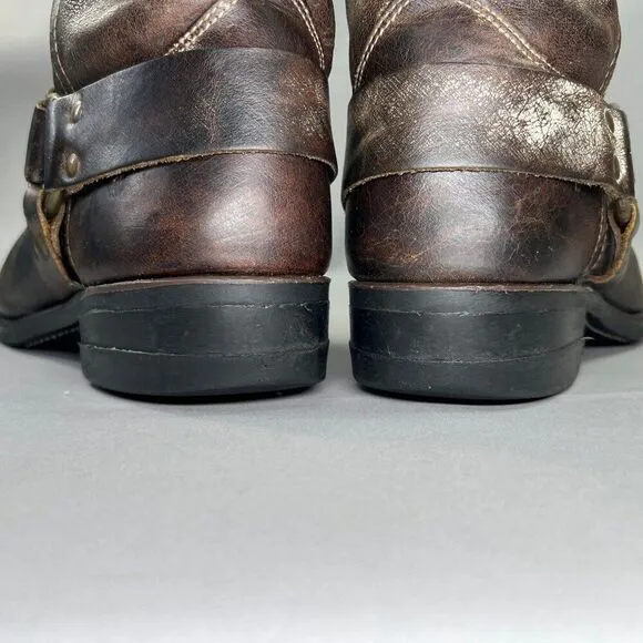 Frye 8R Harness Boots Men's Size 11 Brown Leather Square Toe Motorcycle Boots