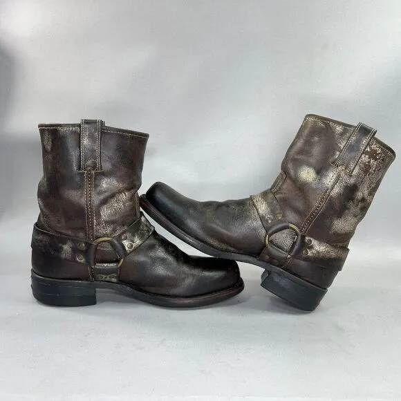 Frye 8R Harness Boots Men's Size 11 Brown Leather Square Toe Motorcycle Boots
