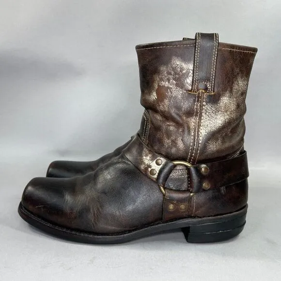Frye 8R Harness Boots Men's Size 11 Brown Leather Square Toe Motorcycle Boots