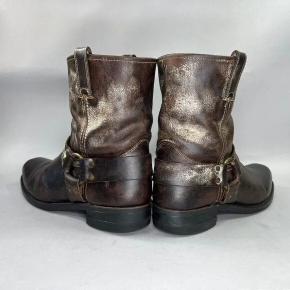 Frye 8R Harness Boots Men's Size 11 Brown Leather Square Toe Motorcycle Boots