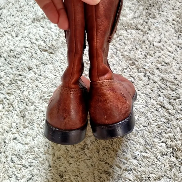 Frye Anna Shortie Leather Pull On Ankle Boots Brown Sz 6,5