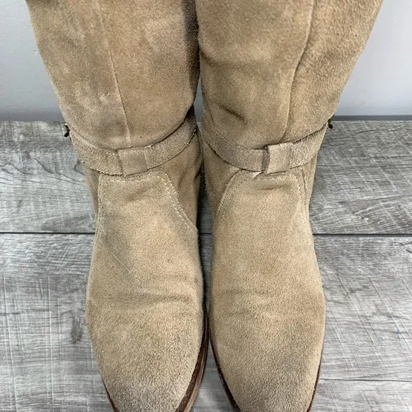 Frye Beige 77562 Dorado Riding Leather Motorcycle Tall Women's Chopper Boots 6