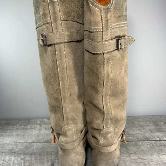 Frye Beige 77562 Dorado Riding Leather Motorcycle Tall Women's Chopper Boots 6