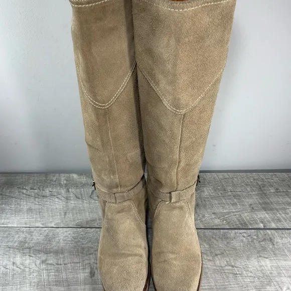 Frye Beige 77562 Dorado Riding Leather Motorcycle Tall Women's Chopper Boots 6