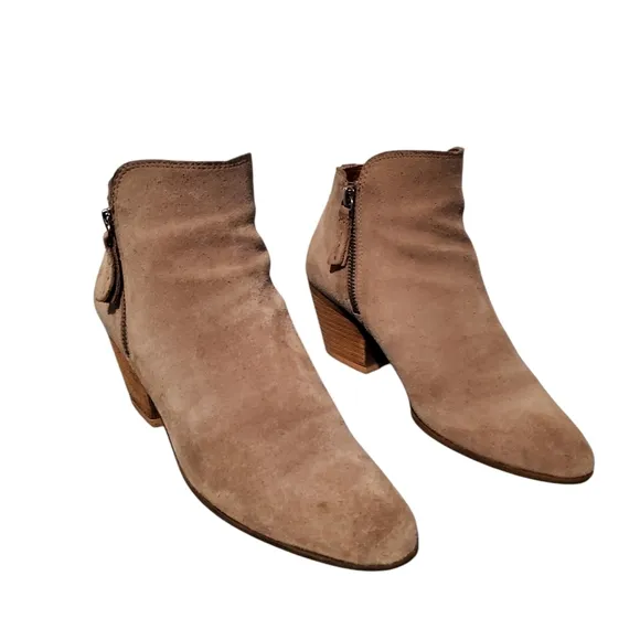Frye Beige Leather Zip-Up Ankle Booties Boots Women's Size 8M