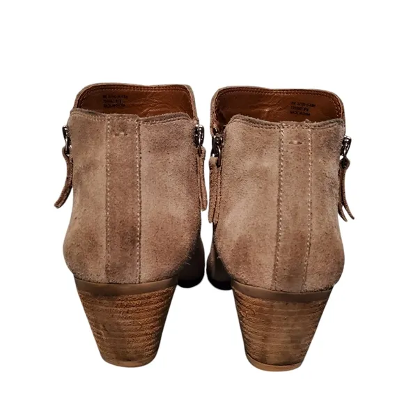 Frye Beige Leather Zip-Up Ankle Booties Boots Women's Size 8M