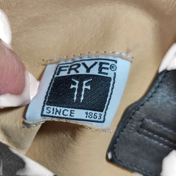 Frye Black Distressed Leather Biker Moto Western Harness  Boots
